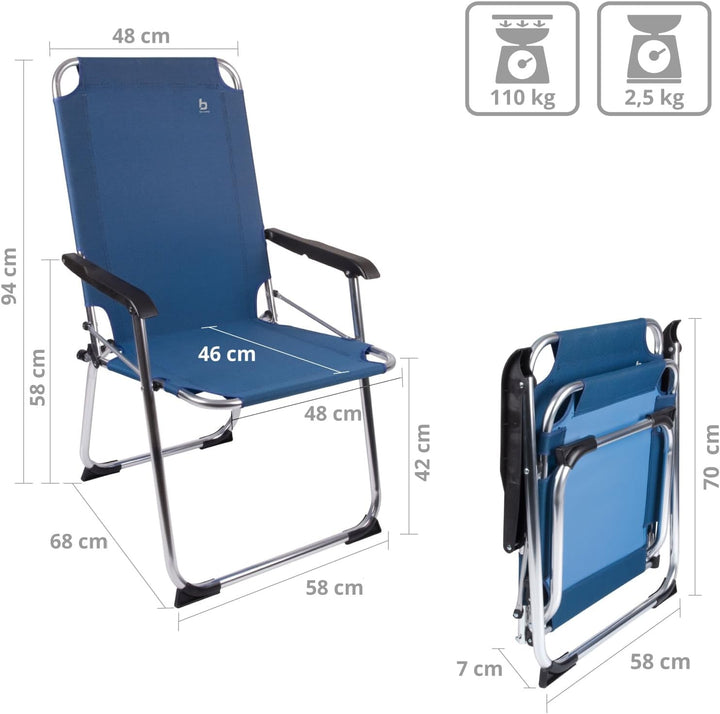 Unbekannt BO-Camp Alu Campingstuhl Copa Rio Comfort Klapp Stuhl Sessel Garten Stuhl Angel Blau, Blau