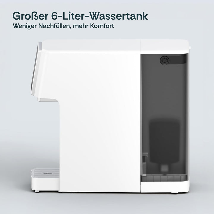 Flex Osmoseanlage Trinkwasser Auftisch | Umkehrosmoseanlage mit 6L Wassertank | Heisswasserspender |