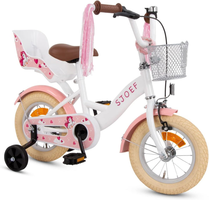 SJOEF Dolly Kinderfahrrad 12 Zoll | Kinder Fahrrad für Mädchen/Jugend | Ab 2-7 Jahren | 12-18 Zoll |