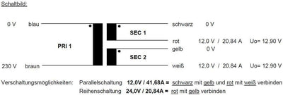 Sedlbauer Ringkerntrafo Transformator 500VA 2x12V für Audio, Industrie, Halogen und Schienensysteme