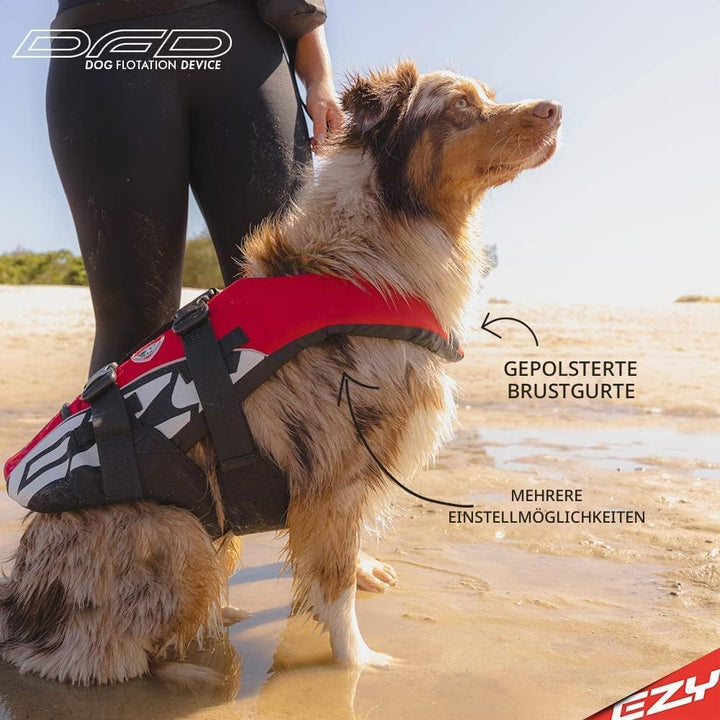 EzyDog DFD Schwimmweste Hund - Hundeschwimmweste - Schwimmwesten für Hunde - Grössenverstellbar mit