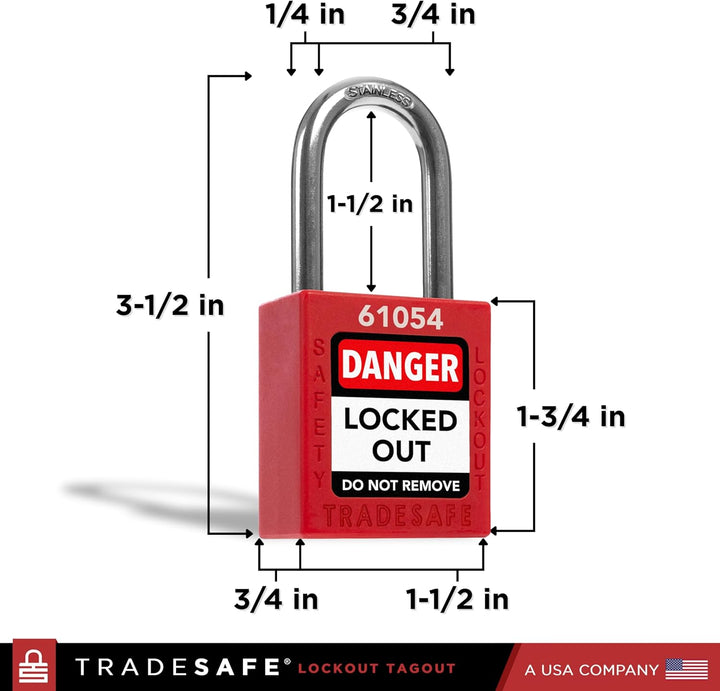 TRADESAFE Lockout Tagout Lock Set, sicherheitskonforme Sicherheitsschlösser zum Ausschliessen von Et