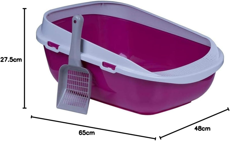 XXL Jumbo Katzentoilette Schale 65 cm pink inkl. Schaufel, pink