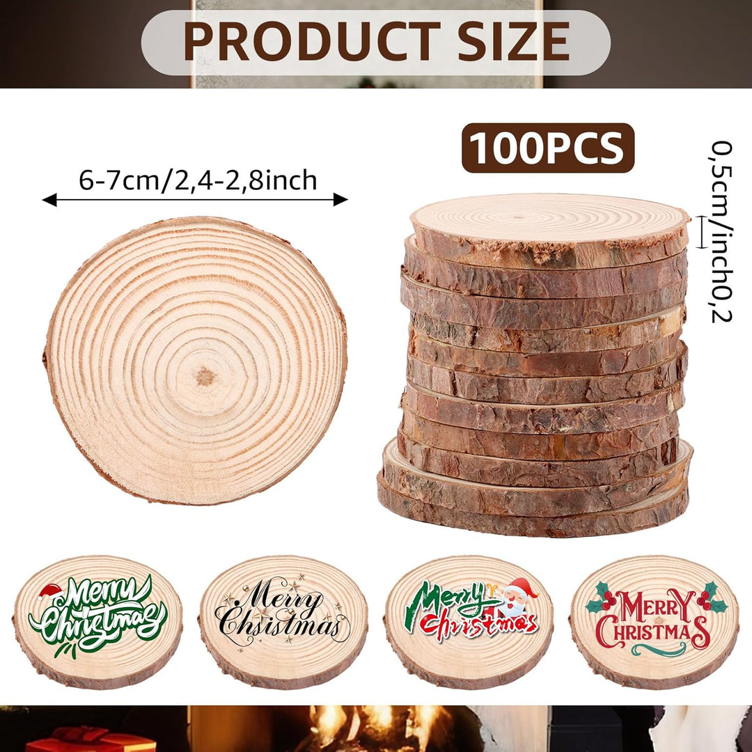 APACALI 50 Stück Holzscheiben zum Basteln, 6-7cm Baumscheiben, Kleine Baumscheiben zum Basteln mit R