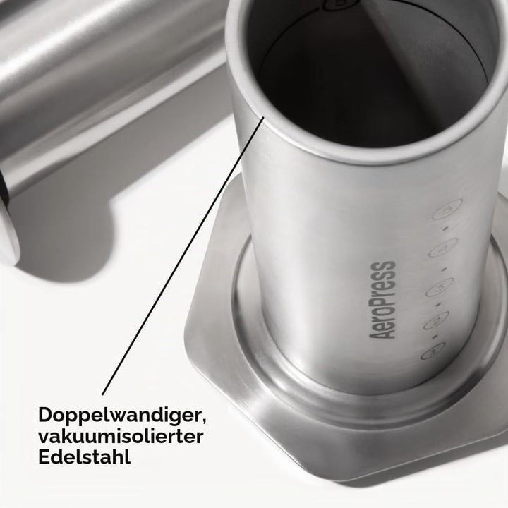 AeroPress Kaffeepresse aus Edelstahl, Silber, Silber