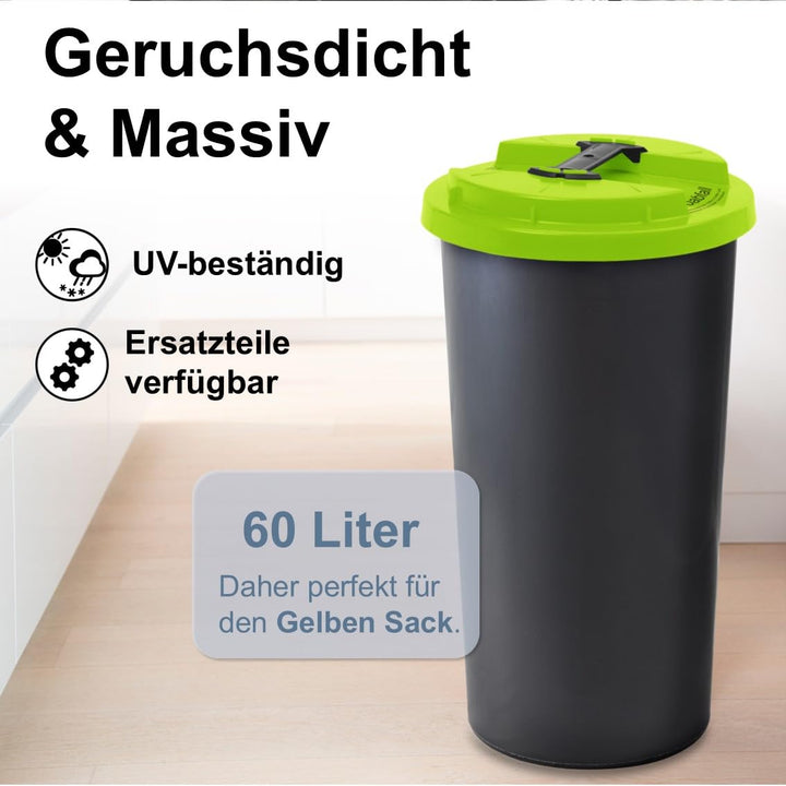 KUEFA BSC LA 60L Mülleimer, Müllsackständer, Gelber Sack Ständer, inkl. Klemm-Ring und Laserbeschrif