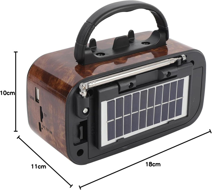 Retro Vintage Radio mit Bluetooth Lautsprecher, Tragbarer Kleiner Vintage AM FM Radio, Solar Batteri
