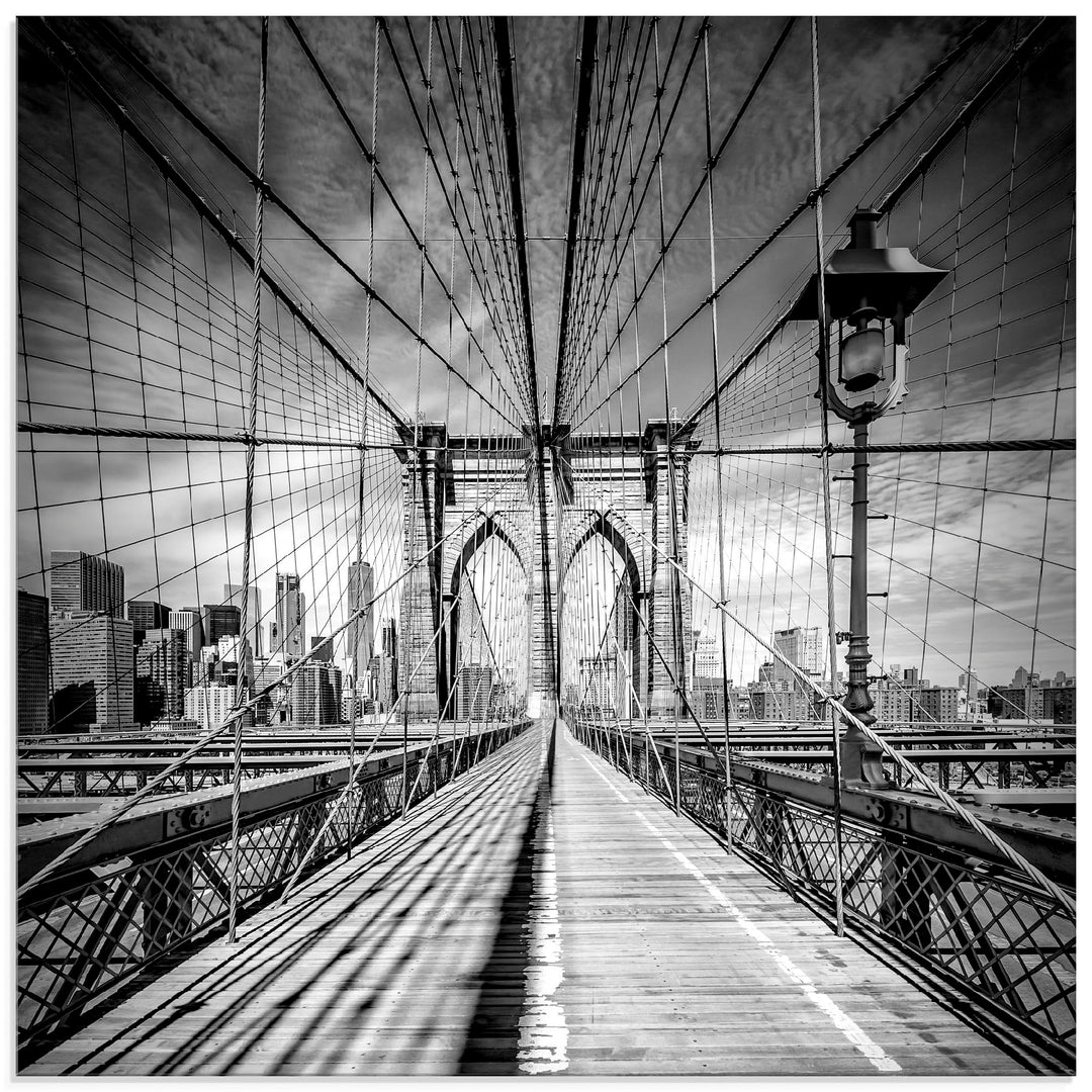ARTland Glasbilder Wandbild Glas Bild einteilig 40x40 cm Quadratisch New York Manhattan Skyline Arch