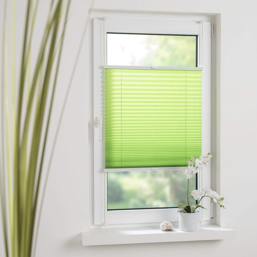 Liedeco® Plissee verspannt mit Klemmträger / 90 x 150 cm Apple Green (grün) (Breite x Höhe) / lichtd