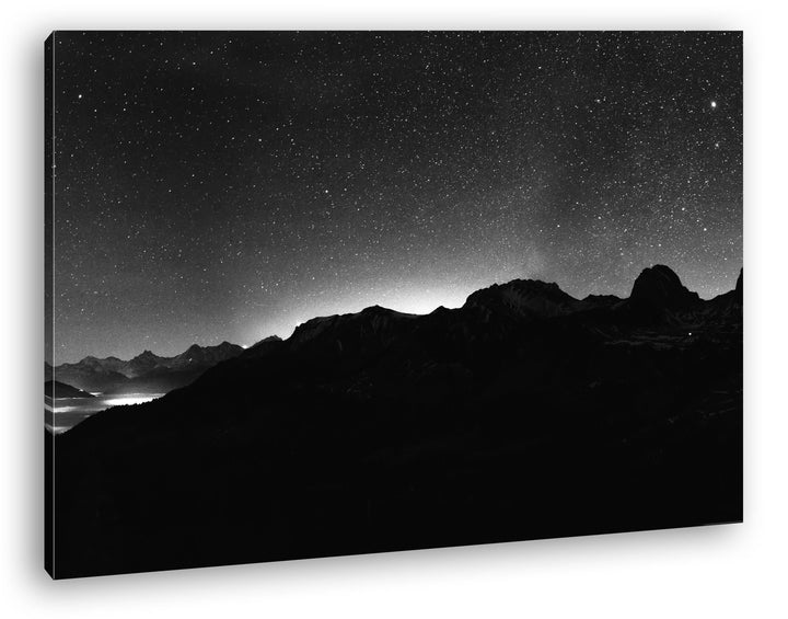 deyoli hellerleuchteter Nachthimmel Format: 100x70 Effekt: Schwarz/Weiss als Leinwand, Motiv fertig