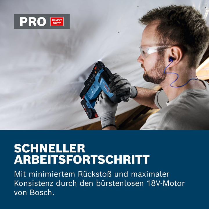 Bosch Professional 18V System Akku-Holzklammerer GTH 18V-14 (inkl. L-BOXX 136, Gürtelhaken)