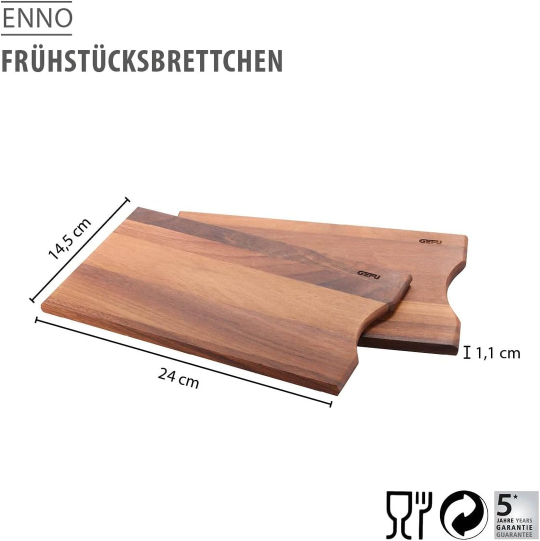 GEFU Frühstücksbrettchen ENNO 2er Set aus Walnussholz | Beidseitig verwendbar, klingenschonend, anti