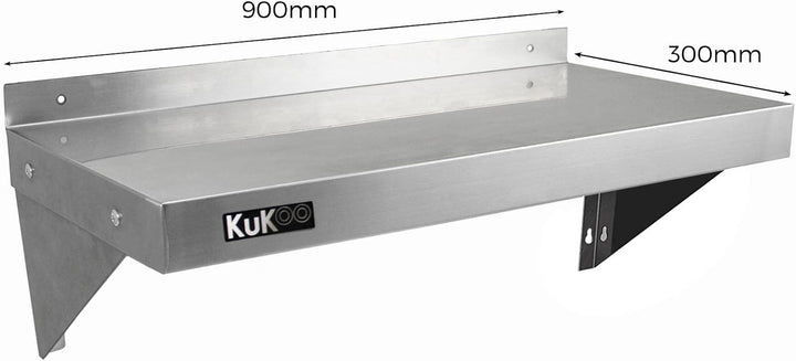 KuKoo Gastronomie Edelstahl Wandregal Küchenregal Edelstahlregal mit Gratis 2 x Mikrofasertuch 900mm