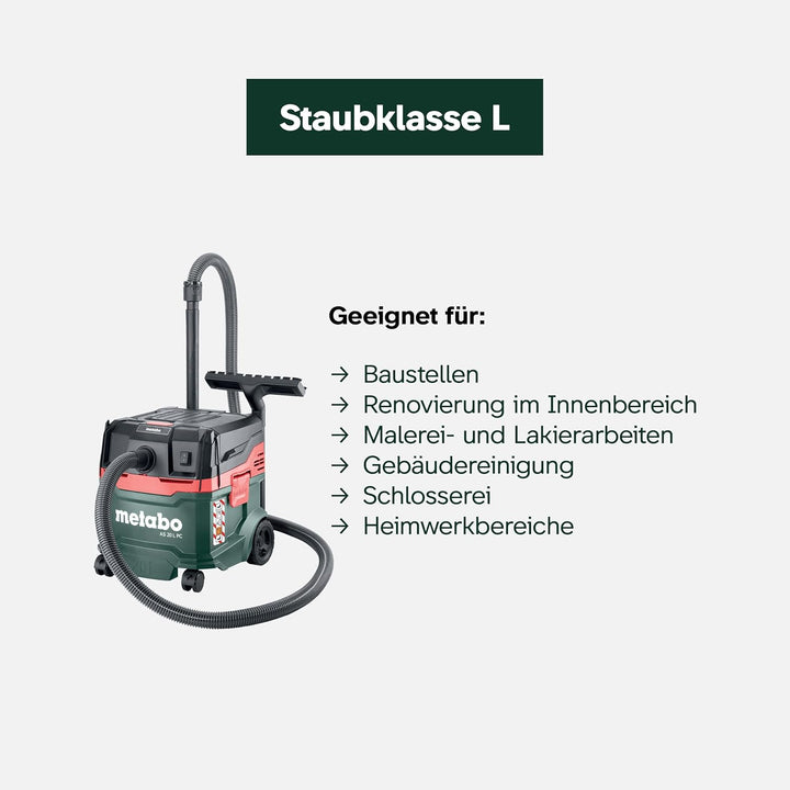 metabo AS 20 L PC Allessauger – 602083000 – Nass-/Trockensauger mit integrierter Filterabreinigung –