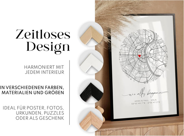 Bilderrahmen für 40 x 60 cm Schwarz Holz Dünner Rahmen | Posterrahmen Gross Collage | Picture Frame