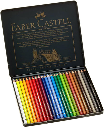 Faber-Castell 110024 - Künstlerfarbstift, 24 Polychromos Metalletui Metalletui 24-teilig, Metalletui