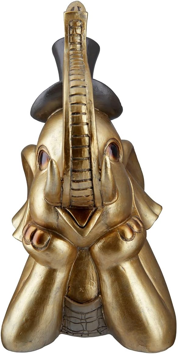 GILDE Deko Figur Skulptur Elefant mit Zylinder - Tierfigur aus Kunstharz - Dekoration Wohnzimmer - F