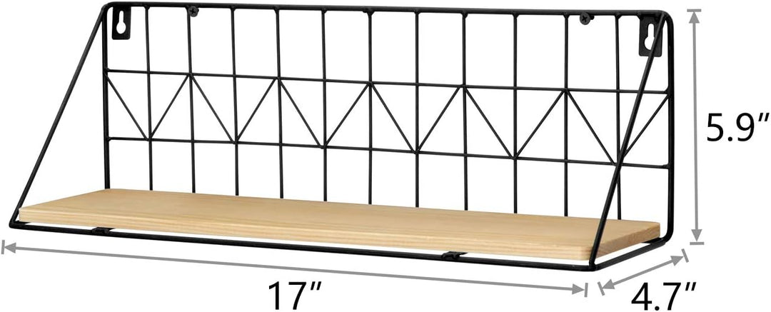 Mkouo Wandmontierte schwebende Regale 2Pcs Rustikale Aufbewahrungsregale aus Metalldraht Gestelle An