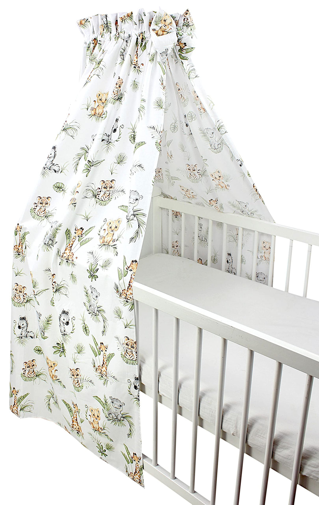 TupTam Babybett Himmel mit Schleifchen, Farbe: Safari/Löwe/Braun/Blätter/Grün, Grösse: ca. 160x240 c