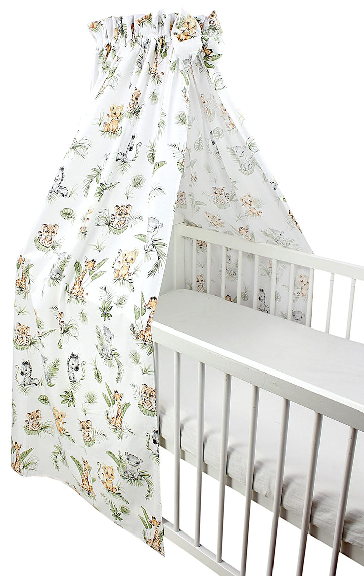 TupTam Babybett Himmel mit Schleifchen, Farbe: Safari/Löwe/Braun/Blätter/Grün, Grösse: ca. 160x240 c