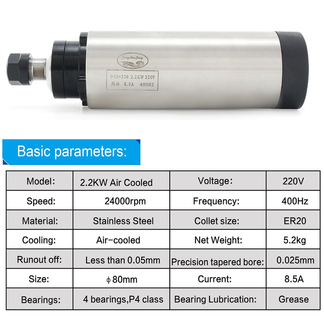RATTMMOTOR 2.2Kw 220V Luftkühlung Spindelmotor 24000rpm Luftgekühlter Frässpindel CNC Spindel Motor