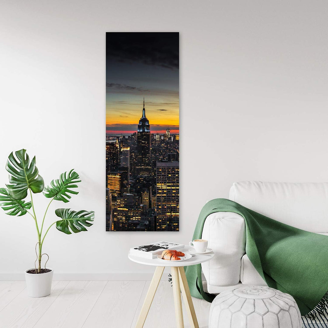 Feeby Bild auf Leinwand Nacht Kunstdruck modern Manhattan mehrfarbig 30x90 cm M14262 30x90 cm, M1426
