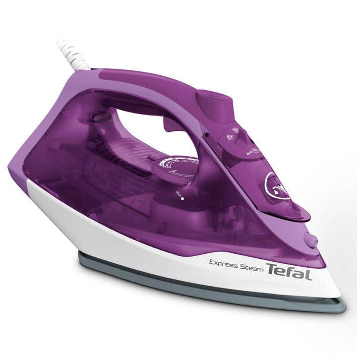 Tefal FV2836 Dry & Steam Iron Ceramic Soleplate 2400 W Purple White