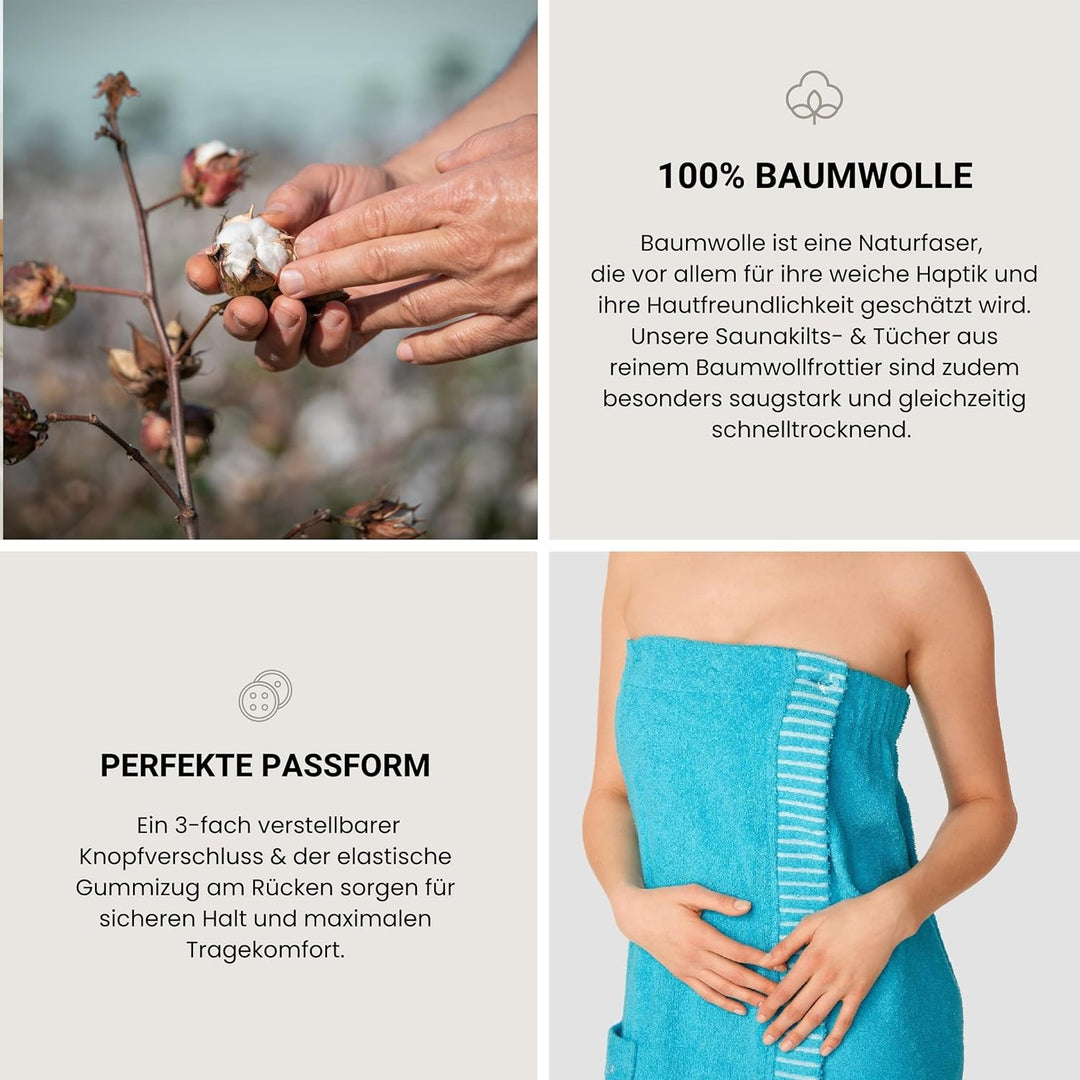 Schiesser Saunakilt Rom für Damen aus saugstarkem Baumwoll-Frottier (Grössen S - XXL), Made in Green