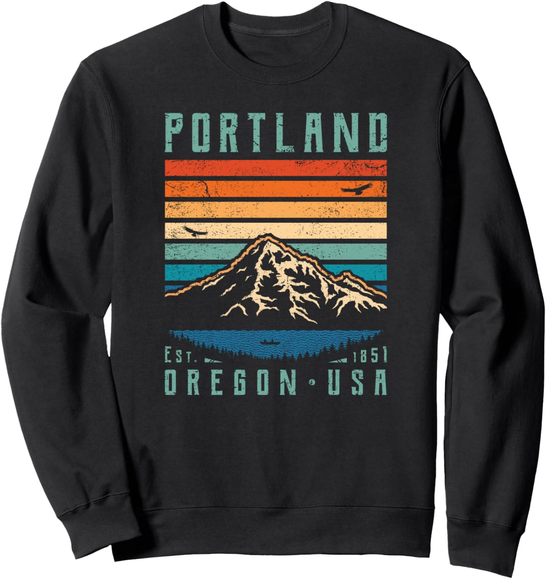 Portland Oregon Retro Mountain Home State Vintage Mt. Hood Sweatshirt