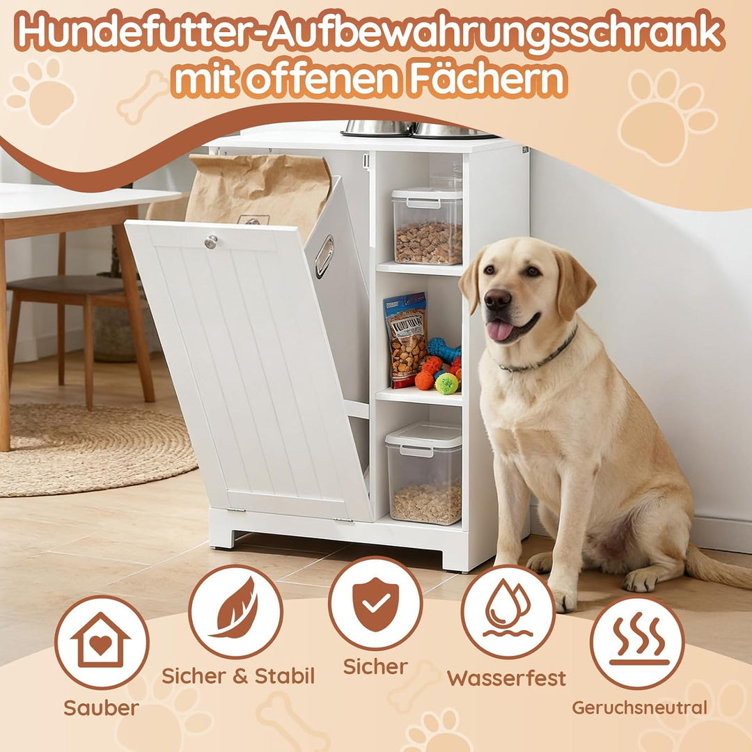 SoBuy Futterschrank Hund Katzenklo Schrank mit Stauraum Weiss 60x86x37cm | Multifunktionaler Schrank
