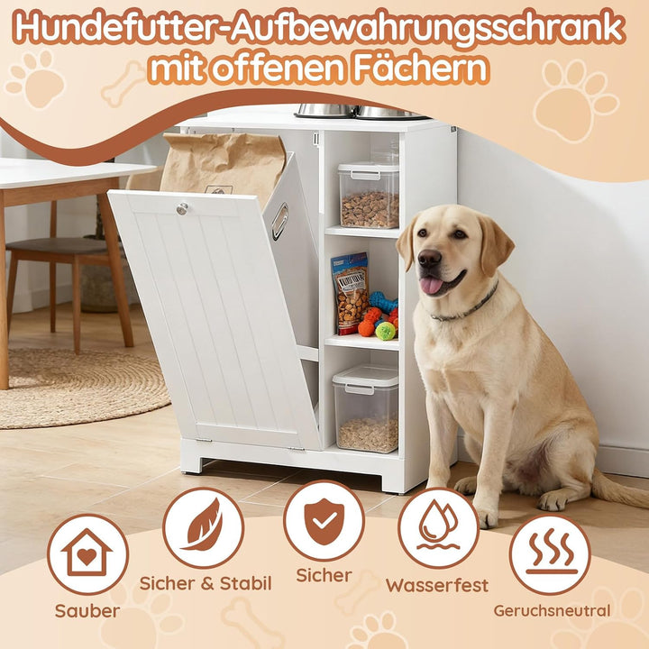 SoBuy Futterschrank Hund Katzenklo Schrank mit Stauraum Weiss 60x86x37cm | Multifunktionaler Schrank
