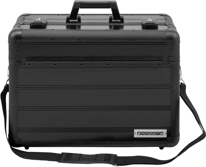 anndora Pilotenkoffer Businesskoffer TSA Schlösser Aluminium Oberfläche Schwarz, Schwarz