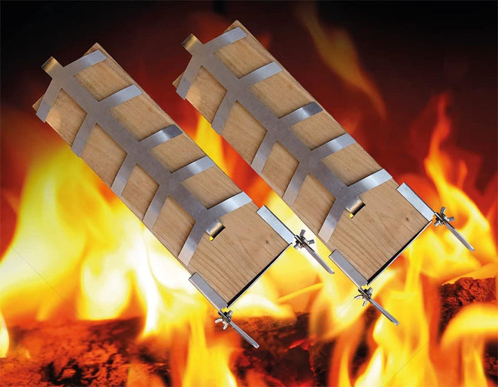 Flammlachs Bretter Set 2teilig inklusive Befestigungsmaterial Holz Fisch-Filethalter