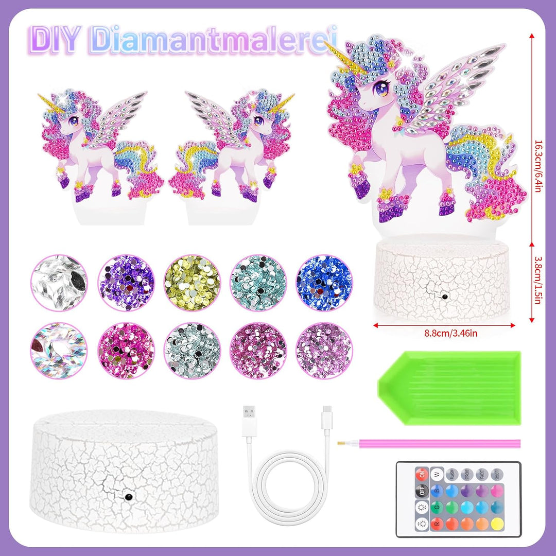 Osikay Einhorn Geschenke für Mädchen 5+ Jahre: Diamond Painting Nachtlicht Bastelset Kinder - Coole