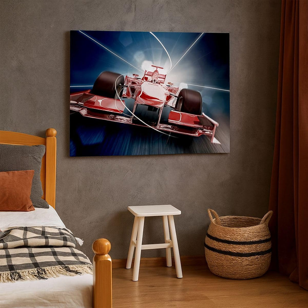 Bilder auf Leinwand 100x70cm Leinwandbild Formel Geschwindigkeit Motor Gross Wanddeko Bild Schlafzim
