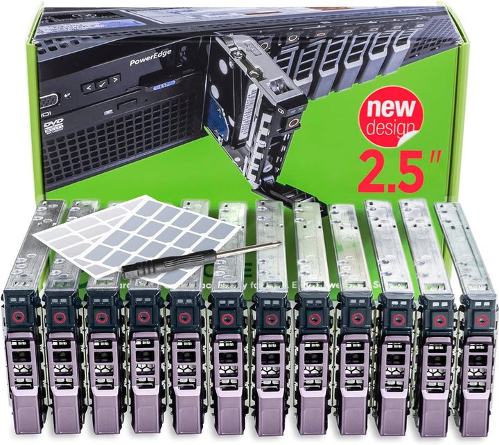 WORKDONE 12er-Pack 2,5 Zoll Laufwerk Caddy - Kompatibel für Dell PowerEdge Servern - T440 T640 R430