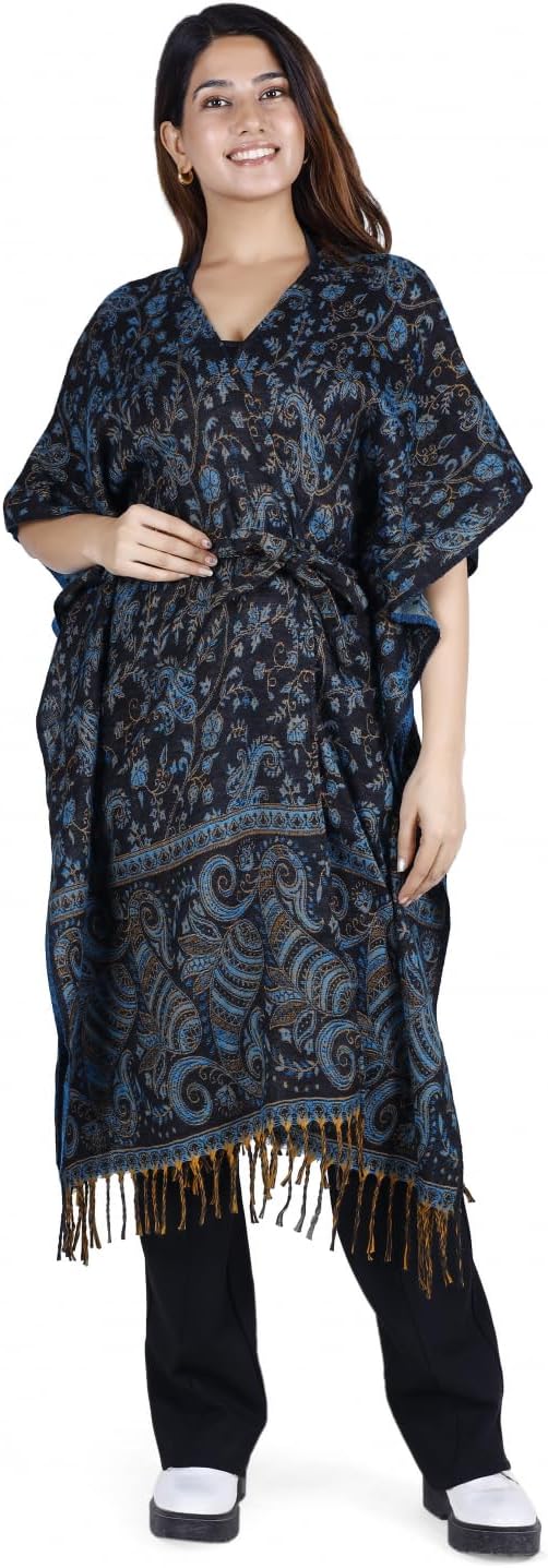 GURU SHOP Flauschiger Kimono Mantel, Kimonokleid, Kaftan, Poncho, Damen, Grün, Synthetisch, Size:40