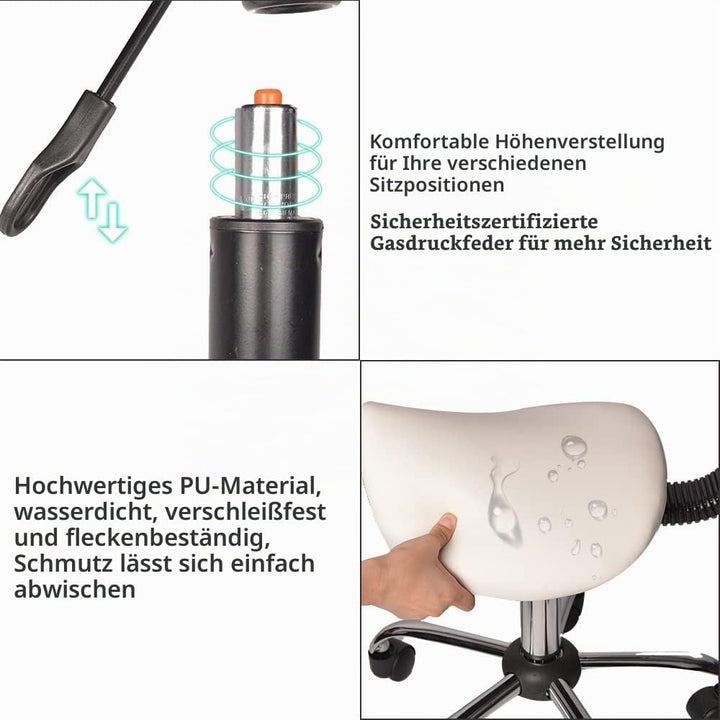 Mingone Sattelhocker Ergonomischer Arbeitshocker 360° Drehbarer Hocker Höhenverstellbarer Bürohocker
