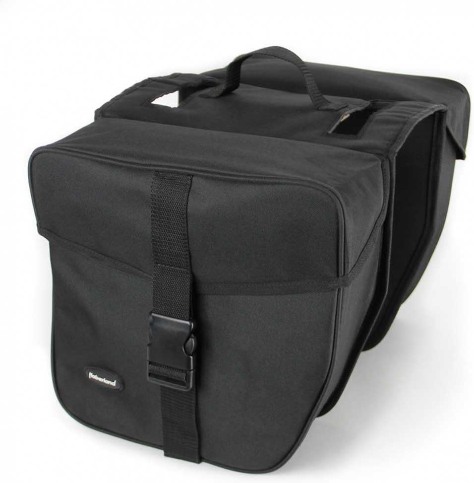 Haberland Fahrradtasche Doppeltasche Für E-Bike 20 cm Brücke 32 x 34 x 16 cm, 25 Liter Schwarz, 32 x