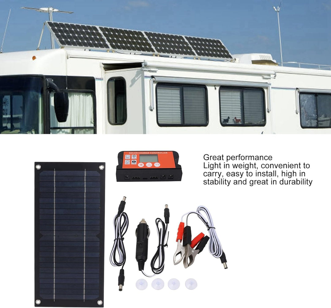 Fockety 600W Solarmodul-Kit, monokristallines Silizium 12V 24V 100A Laderegler mit Verlängerungskabe