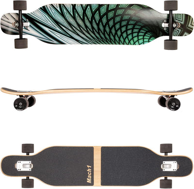 FunTomia Longboard mit 3 Flex Stufen Drop Through Cruiser Komplettboard Mach1 Speed Kugellager T-Too