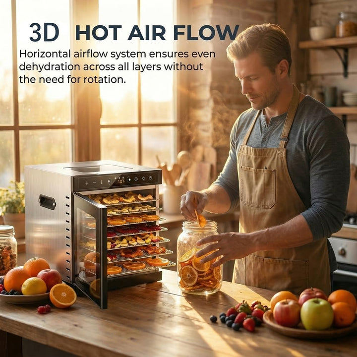 400w Dörrgerät 8 Edelstahl-Einschübe 4.8 ft² Dörrfläche digitaler Timer Temperaturregelung 86℉-194℉