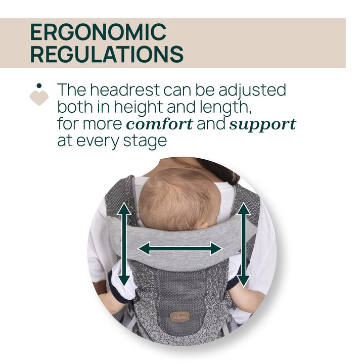 Chicco Airy Hip Fit Ergonomische 3-in-1 Babytrage, Abnehmbarer Basis-Support zur Gewichtsverteilung,