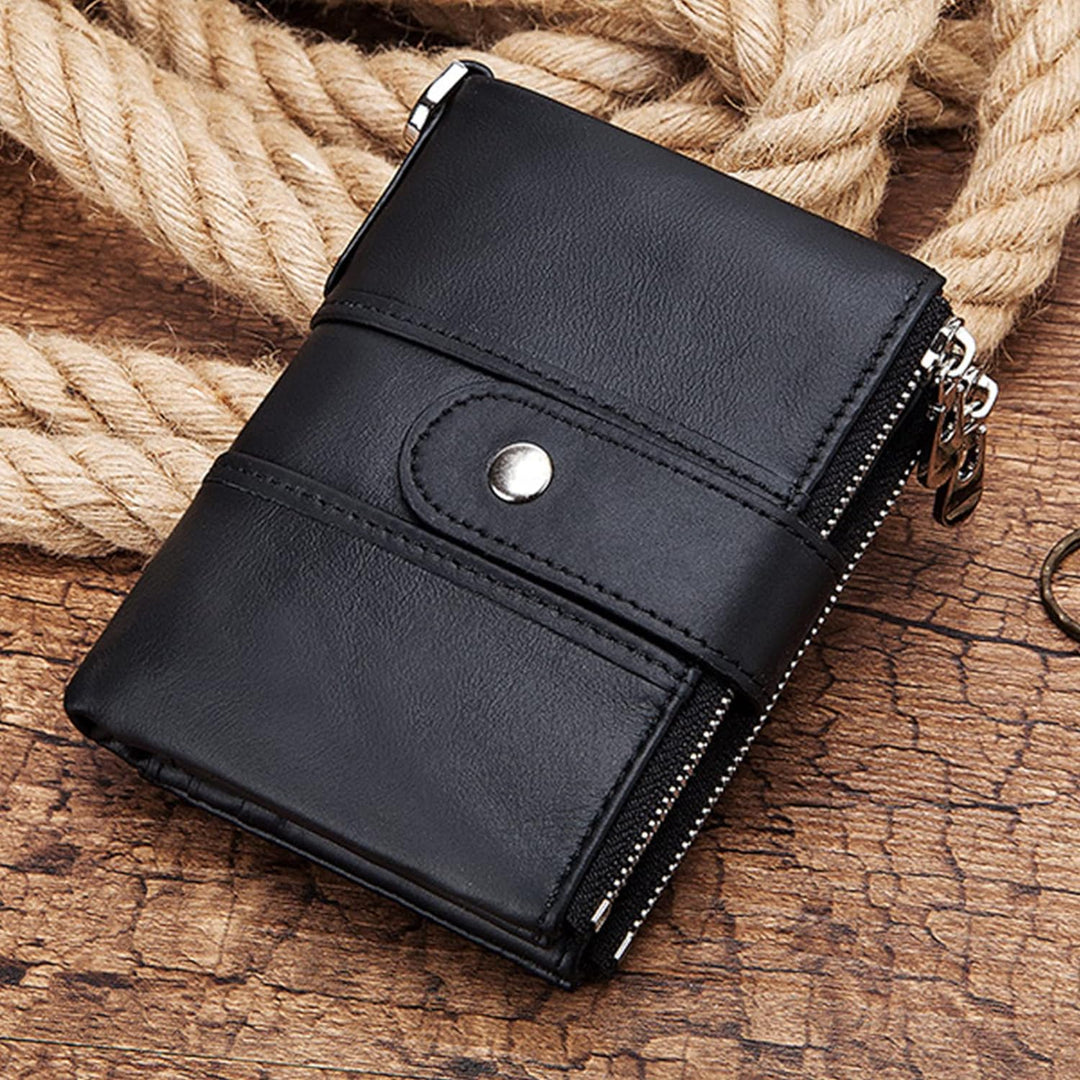 PORRASSO Leder Geldbörse RFID Schutz Damen Geldbeutel Kreditkartenetui mit Kette Multifunktional Por