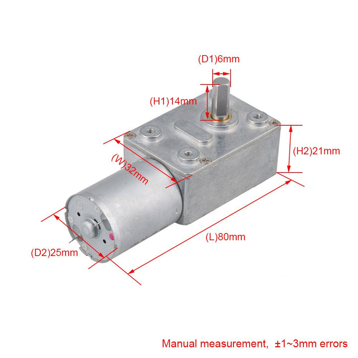BQLZR DC 12V 2RPM Quadratisch hohe Drehmomente Turbo Schnecken Getriebe Motor Rechtwinklig Getriebem