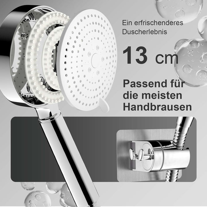 OFFO Duschkopf mit Schlauch 1,6m und Halterung, Handbrause mit Filter 6 Strahlarten, Duschkopf Gross