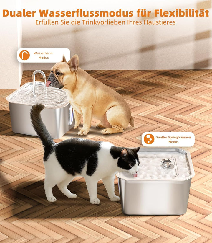4L Katzenbrunnen Edelstahl mit 3 Filtern Trinkbrunnen für Katze Katzenbrunnen für Katzen mit Wassers