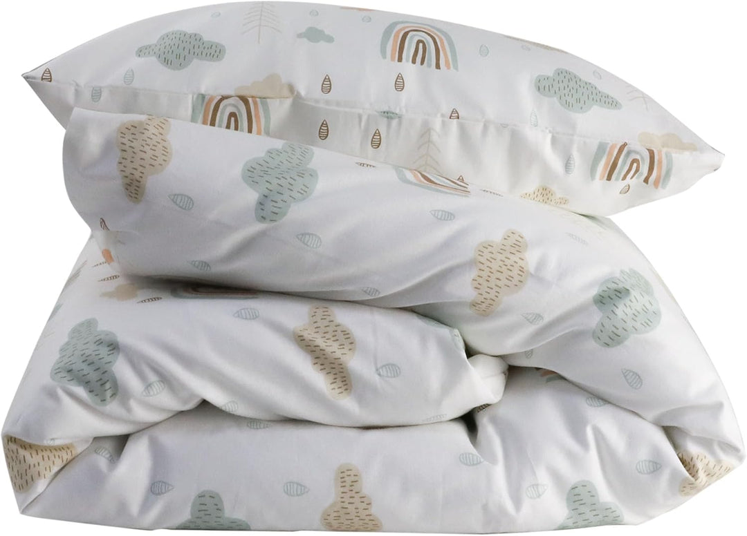 Wendbare Babybettwäsche-Sets (60 x 120 cm), 100 % Baumwolle, bestehend aus Bettbezug und Kissenbezug