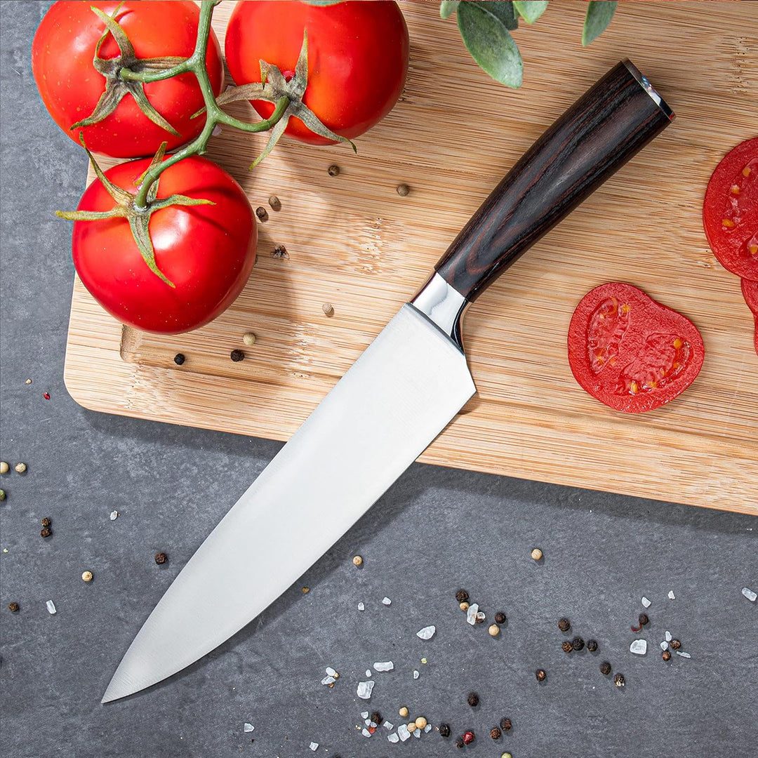 NATUMO Chefmesser Santokumesser, Profi Küchenmesser mit extrem scharfer Klinge, rostfreies Edelstahl