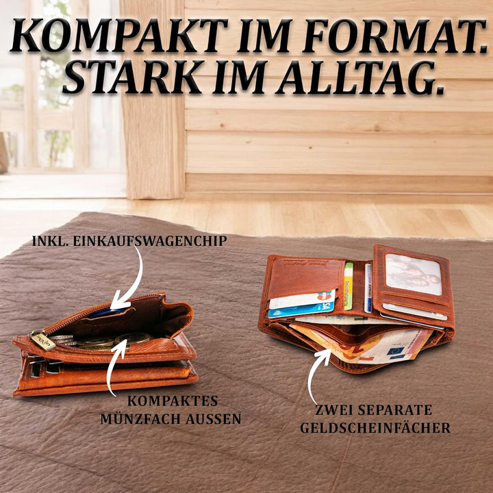 MATADOR Kartenetui Herren Leder 'Milano mit Geheimfach & Mini Münzfach | Minimalist Wallet Cardholde